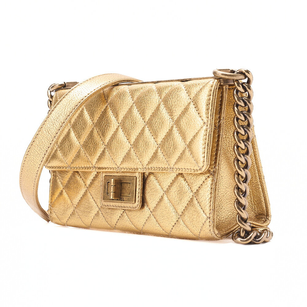 CHANEL Lambskin Trendy CC 2.55 Lock Chain Shoulder Bag Gold Gold-Tone Hardware, Pre-Owned
