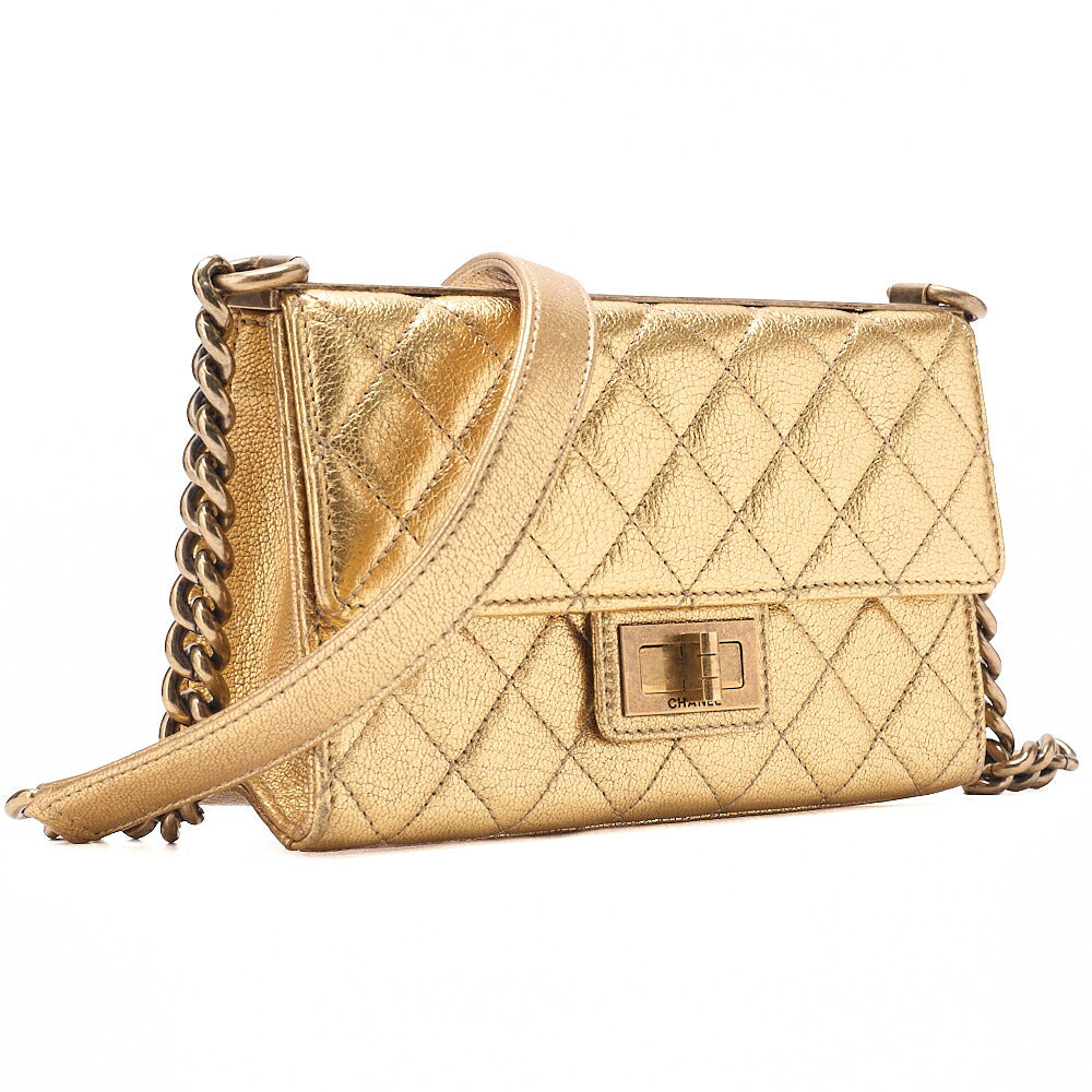 CHANEL Lambskin Trendy CC 2.55 Lock Chain Shoulder Bag Gold Gold-Tone Hardware, Pre-Owned