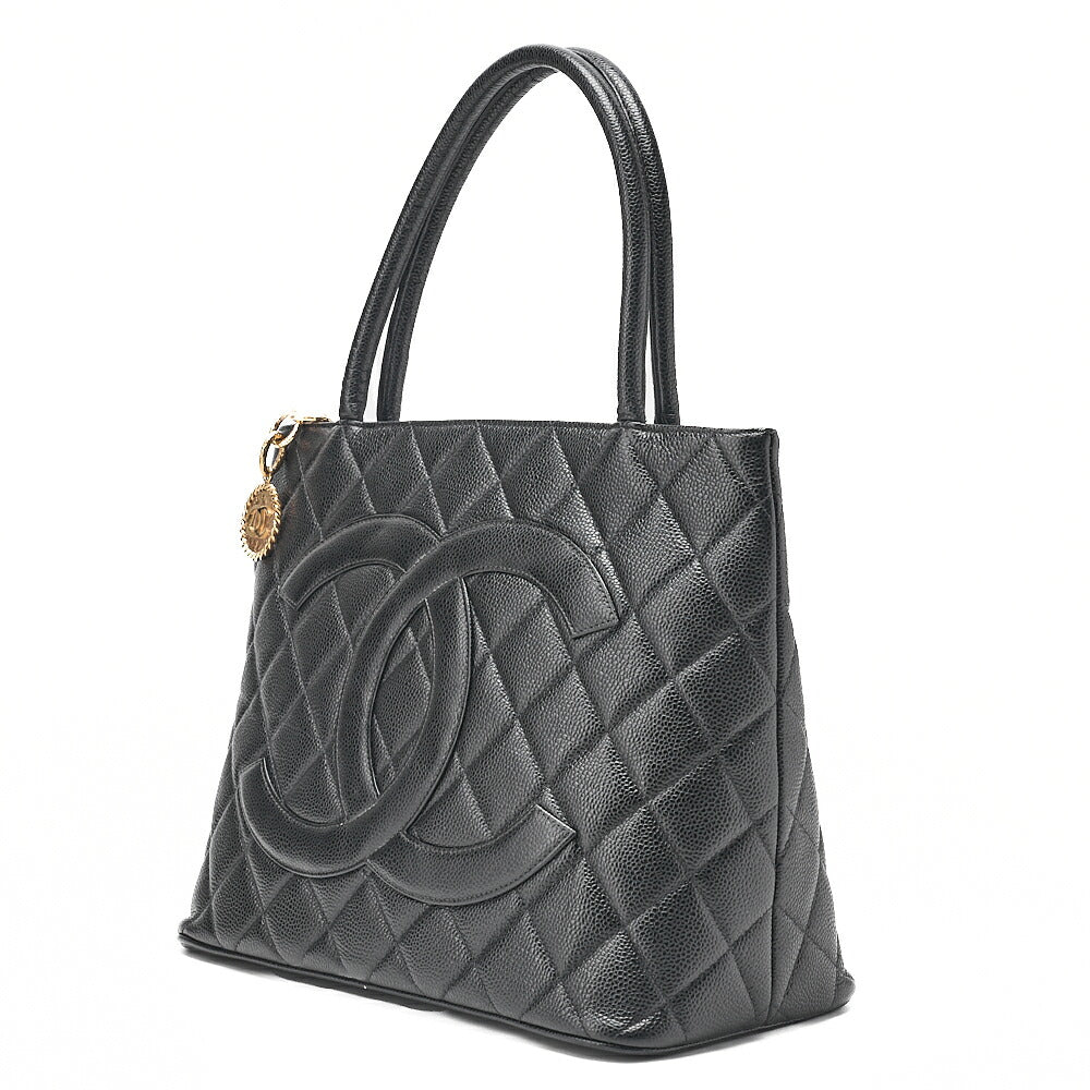 CHANEL Chanel Matelasse Reissue Tote Caviar Skin Black Gold-Tone Hardware, Pre-Owned