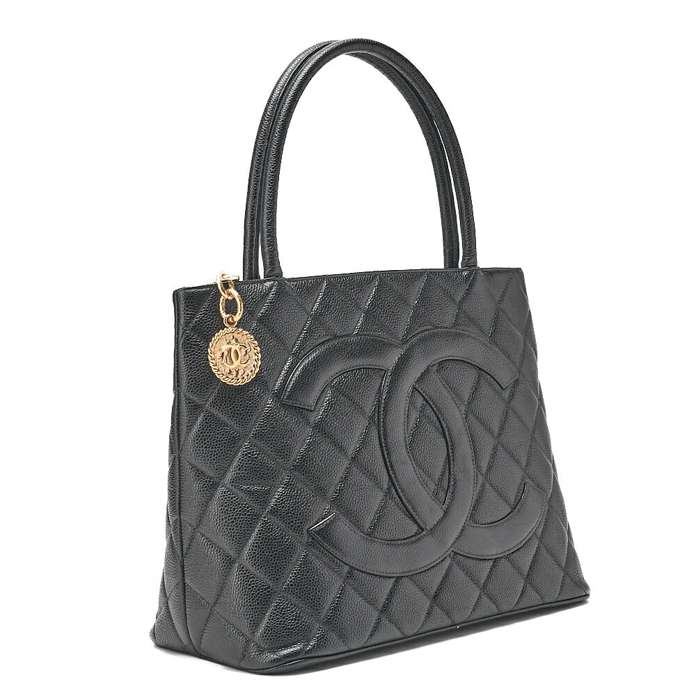 CHANEL Chanel Matelasse Reissue Tote Caviar Skin Black Gold-Tone Hardware, Pre-Owned