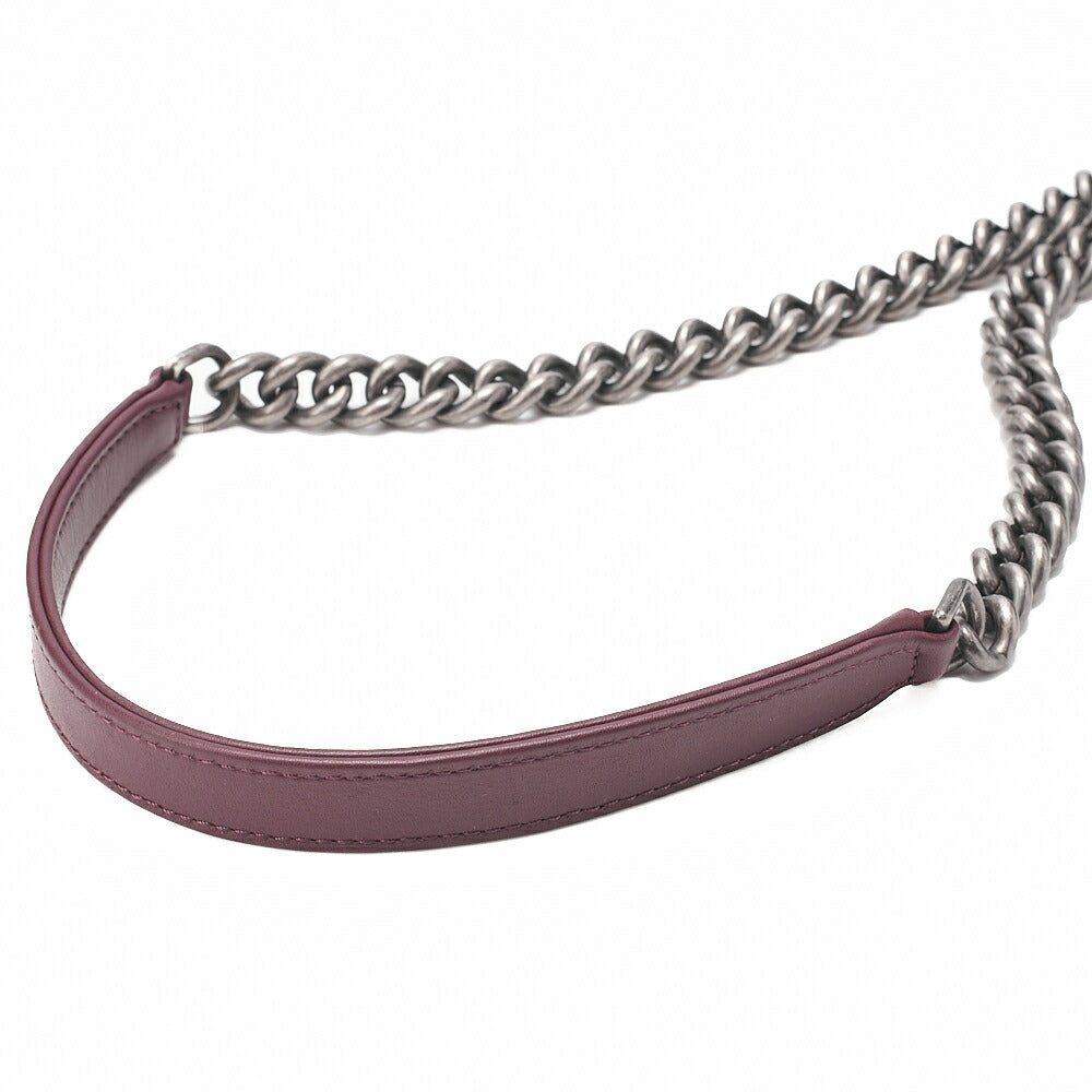 CHANEL 2-way Chain Shoulder Bag Matelasse Drawstring Type Caviar Skin Coco Charm Black ｘ Bordeaux Silver-Tone Hardware, Pre-Owned