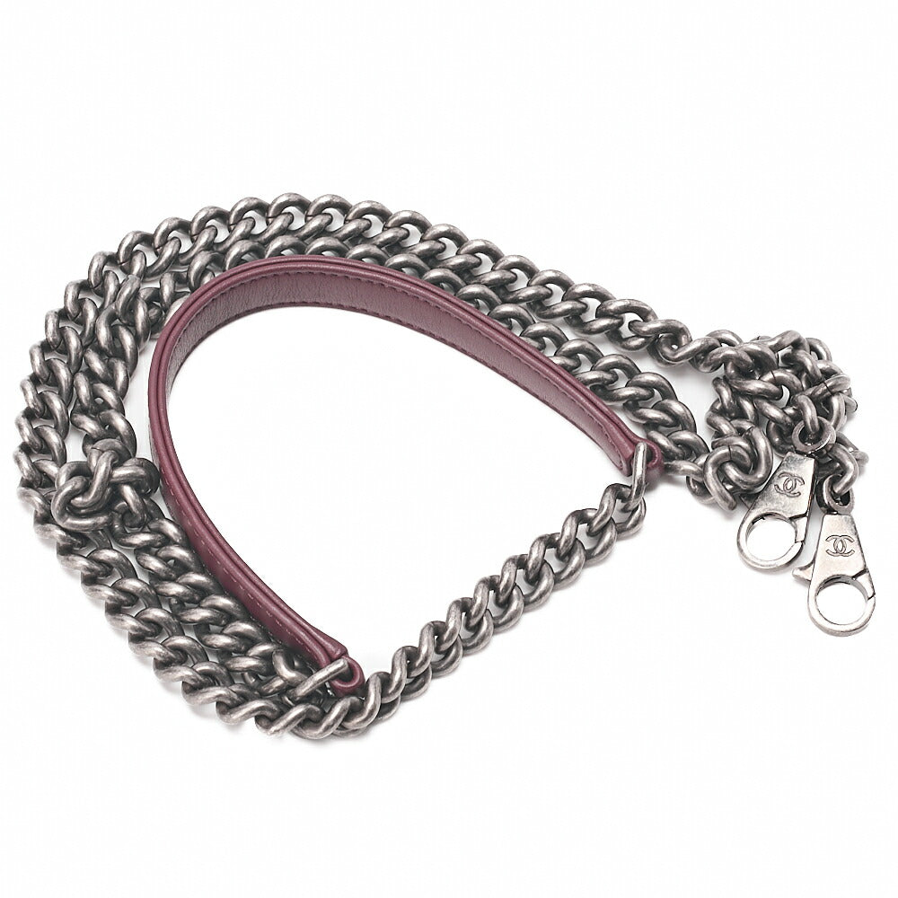 CHANEL 2-way Chain Shoulder Bag Matelasse Drawstring Type Caviar Skin Coco Charm Black ｘ Bordeaux Silver-Tone Hardware, Pre-Owned
