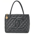 CHANEL Chanel Matelasse Reissue Tote Caviar Skin Black Gold-Tone Hardware, Pre-Owned