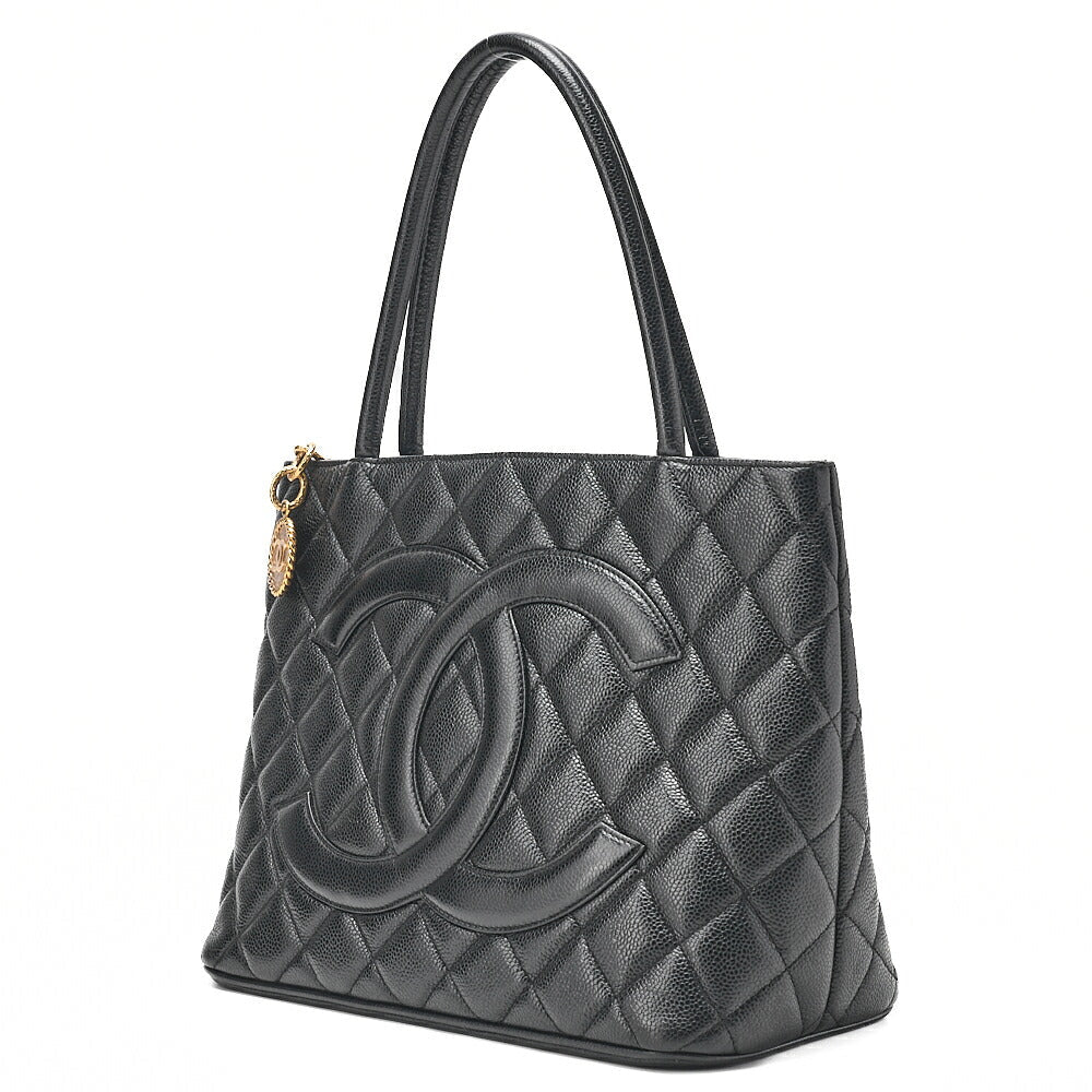 CHANEL Chanel Matelasse Reissue Tote Caviar Skin Black Gold-Tone Hardware, Pre-Owned