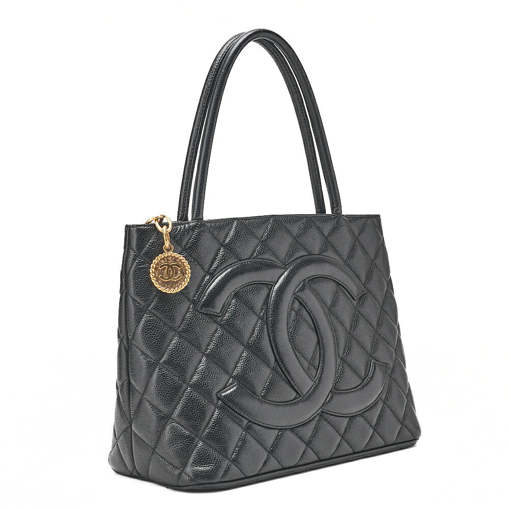 CHANEL Chanel Matelasse Reissue Tote Caviar Skin Black Gold-Tone Hardware, Pre-Owned