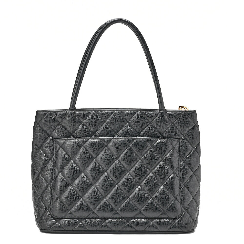 CHANEL Chanel Matelasse Reissue Tote Caviar Skin Black Gold-Tone Hardware, Pre-Owned