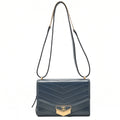 CHANEL Calfskin V-Stitch Chevron Beauty Coco Chain Shoulder Navy Gold-Tone Hardware, Pre-Owned