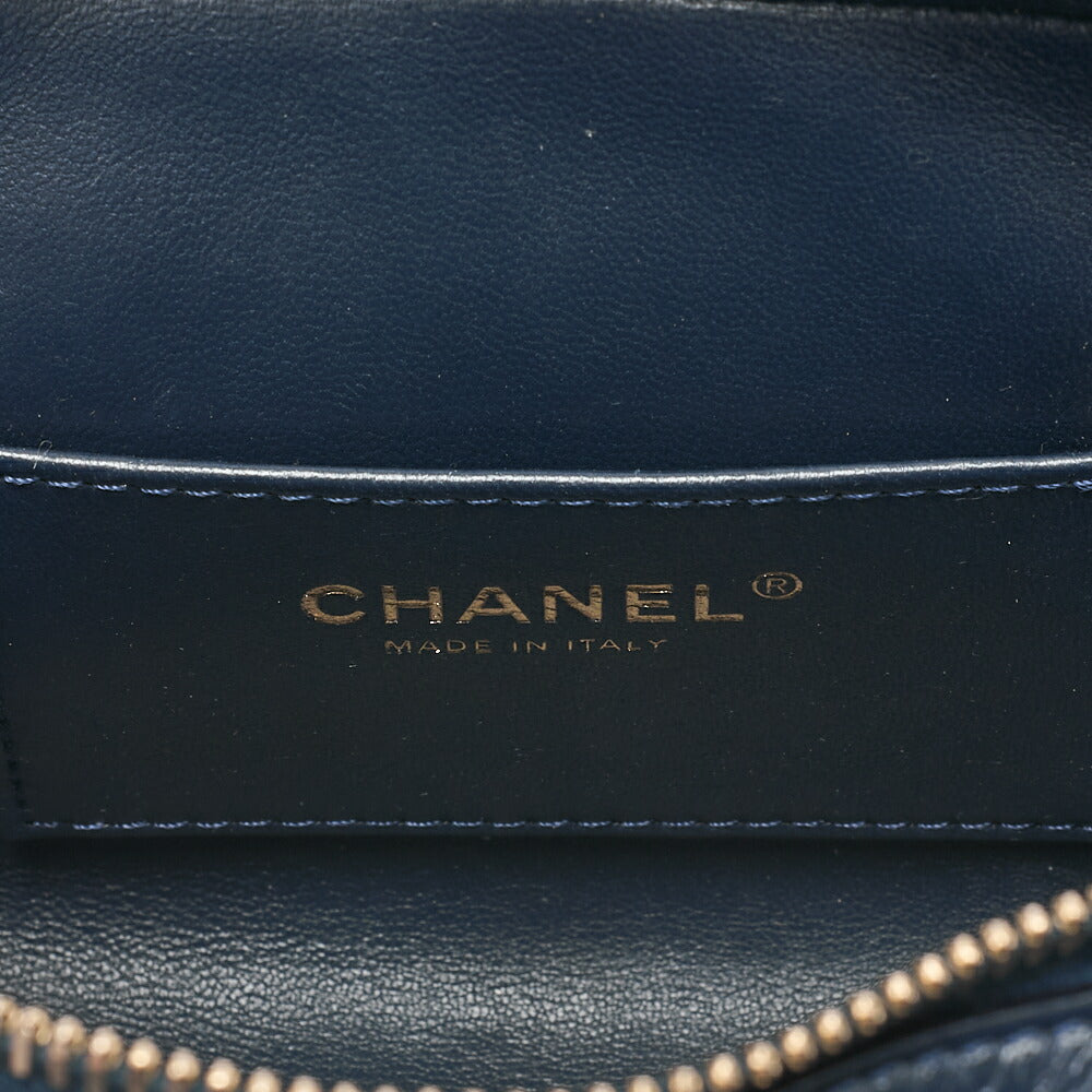 CHANEL Calfskin V-Stitch Chevron Beauty Coco Chain Shoulder Navy Gold-Tone Hardware, Pre-Owned