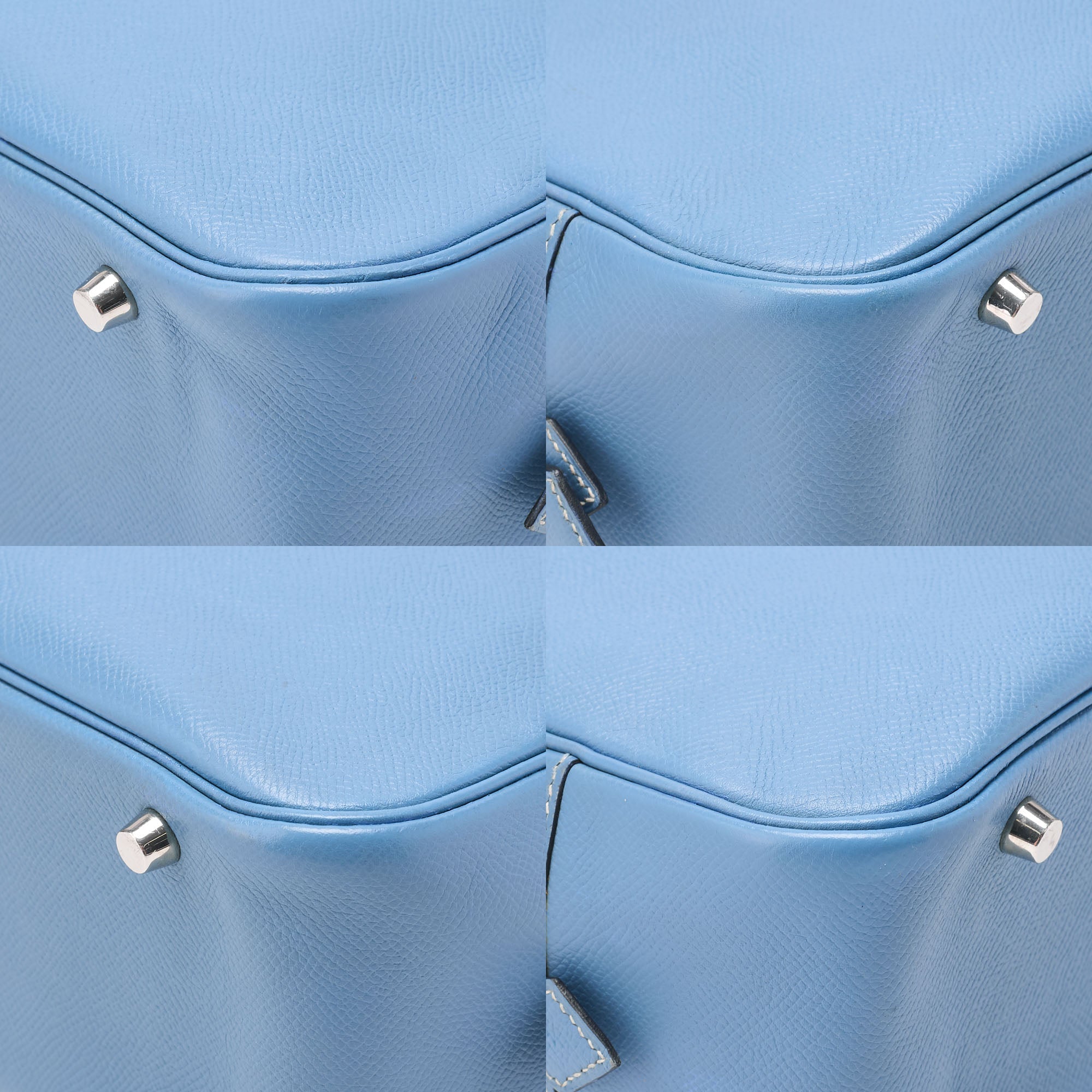 HERMES Plume 28 Epson Tote Bag BlueJean □J Stamp Silver-Tone Hardware, Pre-Owned