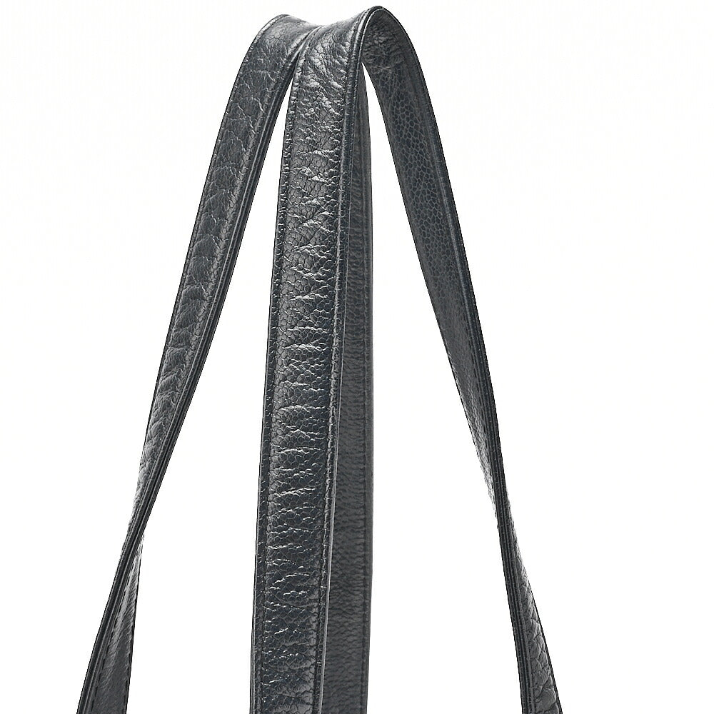 CHANEL Shoulder Bag Chocolate Bar Logo Mark Caviar Skin Black Silver-Tone Hardware, Pre-Owned