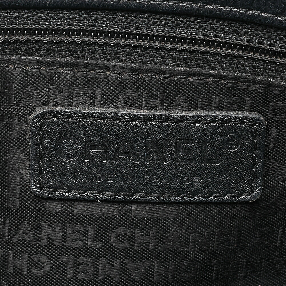 CHANEL Shoulder Bag Chocolate Bar Logo Mark Caviar Skin Black Silver-Tone Hardware, Pre-Owned