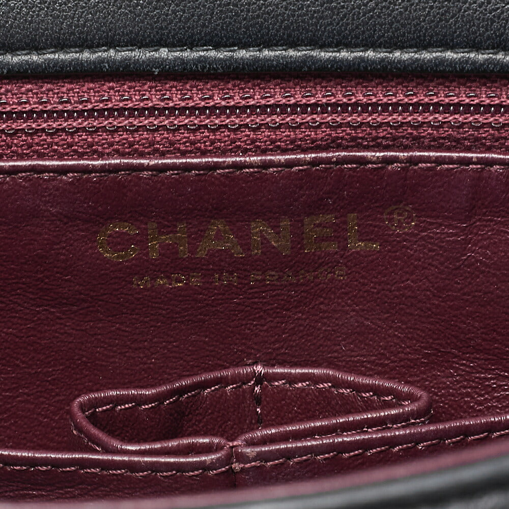 CHANEL Lambskin Diagonal Stitch Coco Mark Chain Shoulder Dark Navy Gold-Tone Hardware, Pre-Owned