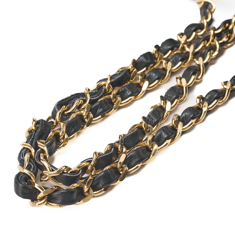 CHANEL Lambskin Matelasse Full Flap Turn Lock Chain Shoulder Black Gold-Tone Hardware, Pre-Owned