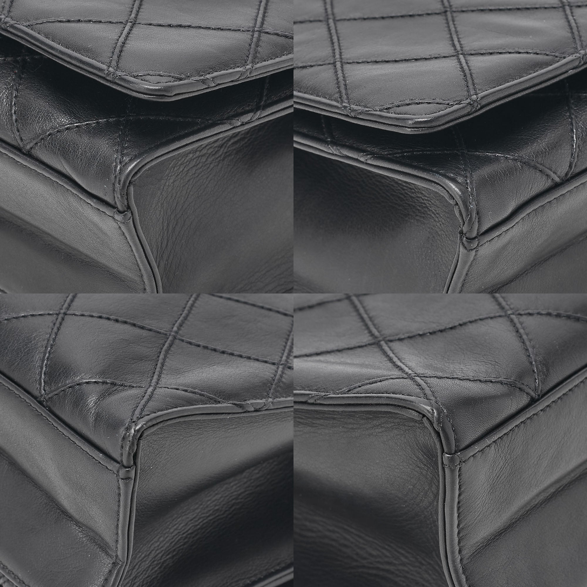CHANEL Lambskin Matelasse Full Flap Turn Lock Chain Shoulder Black Gold-Tone Hardware, Pre-Owned