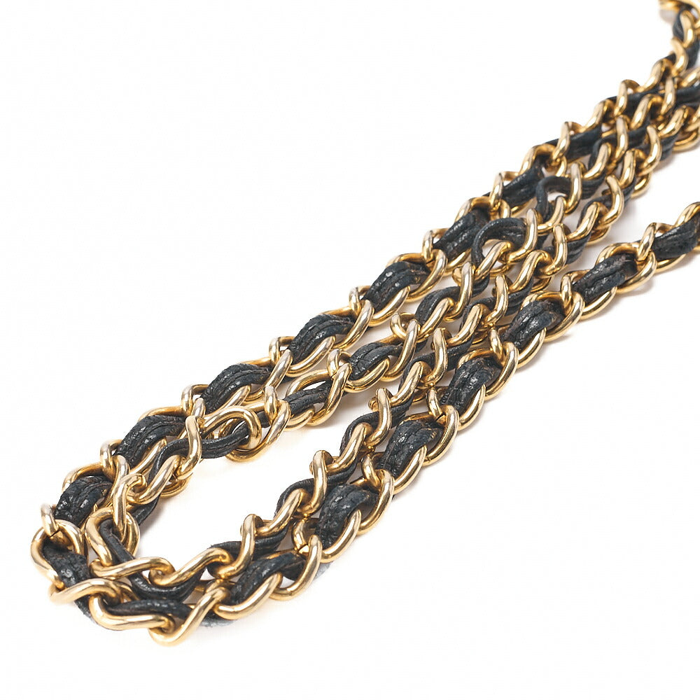 CHANEL Lambskin Matelasse Fringe Magnetic Lock Chain Shoulder Black Gold-Tone Hardware, Pre-Owned