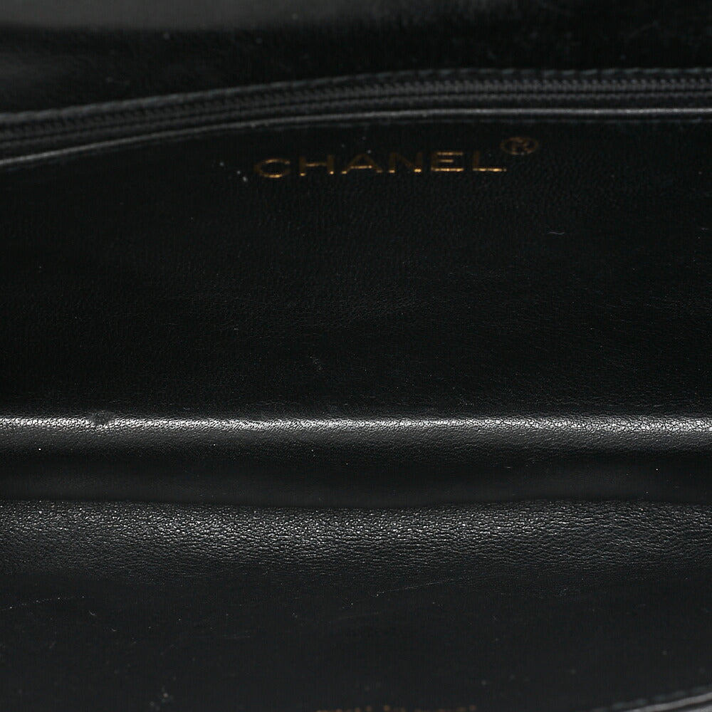 CHANEL Lambskin Matelasse Fringe Magnetic Lock Chain Shoulder Black Gold-Tone Hardware, Pre-Owned