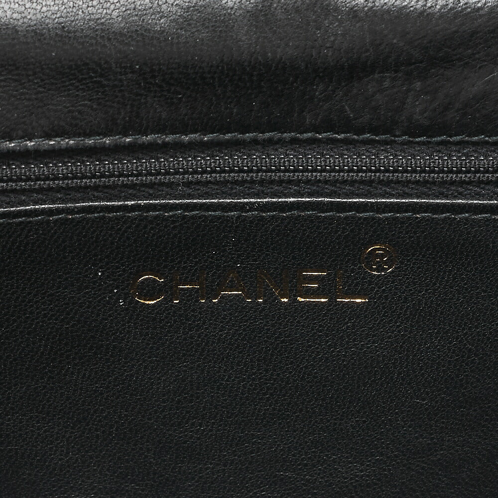 CHANEL Lambskin Matelasse Fringe Magnetic Lock Chain Shoulder Black Gold-Tone Hardware, Pre-Owned