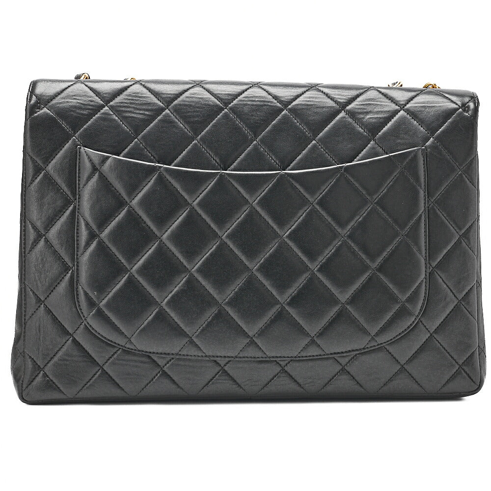 CHANEL Deka Matelasse 30 Turn Lock Chain Shoulder Bag Lambskin Black Gold-Tone Hardware, Pre-Owned