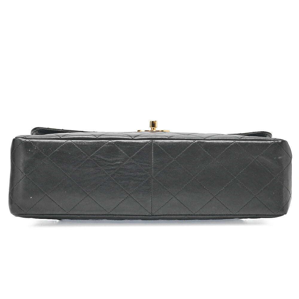 CHANEL Deka Matelasse 30 Turn Lock Chain Shoulder Bag Lambskin Black Gold-Tone Hardware, Pre-Owned