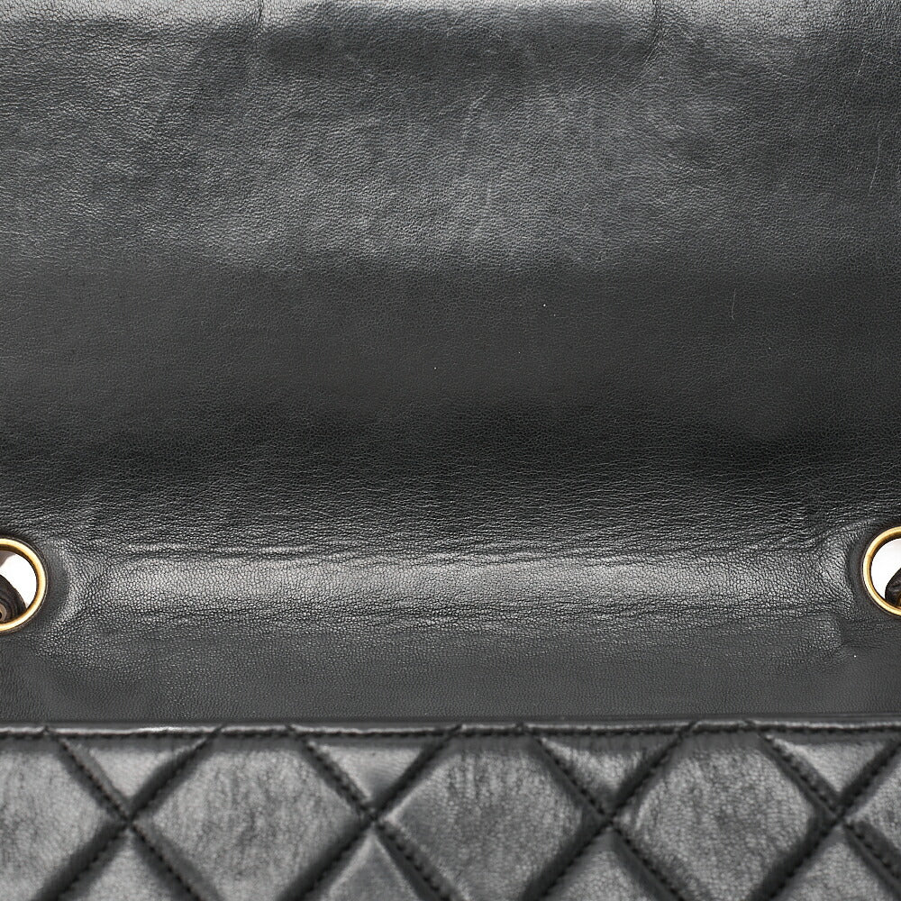 CHANEL Deka Matelasse 30 Turn Lock Chain Shoulder Bag Lambskin Black Gold-Tone Hardware, Pre-Owned