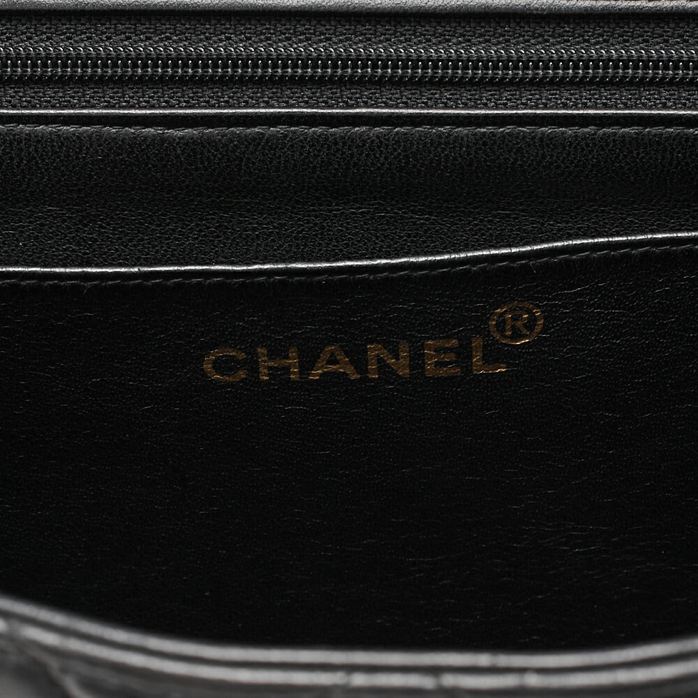 CHANEL Deka Matelasse 30 Turn Lock Chain Shoulder Bag Lambskin Black Gold-Tone Hardware, Pre-Owned