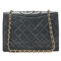 CHANEL Matelasse Full Flap Magnetic Lock Lambskin Black Coco Mark on Top Gold-Tone Hardware, Pre-Owned