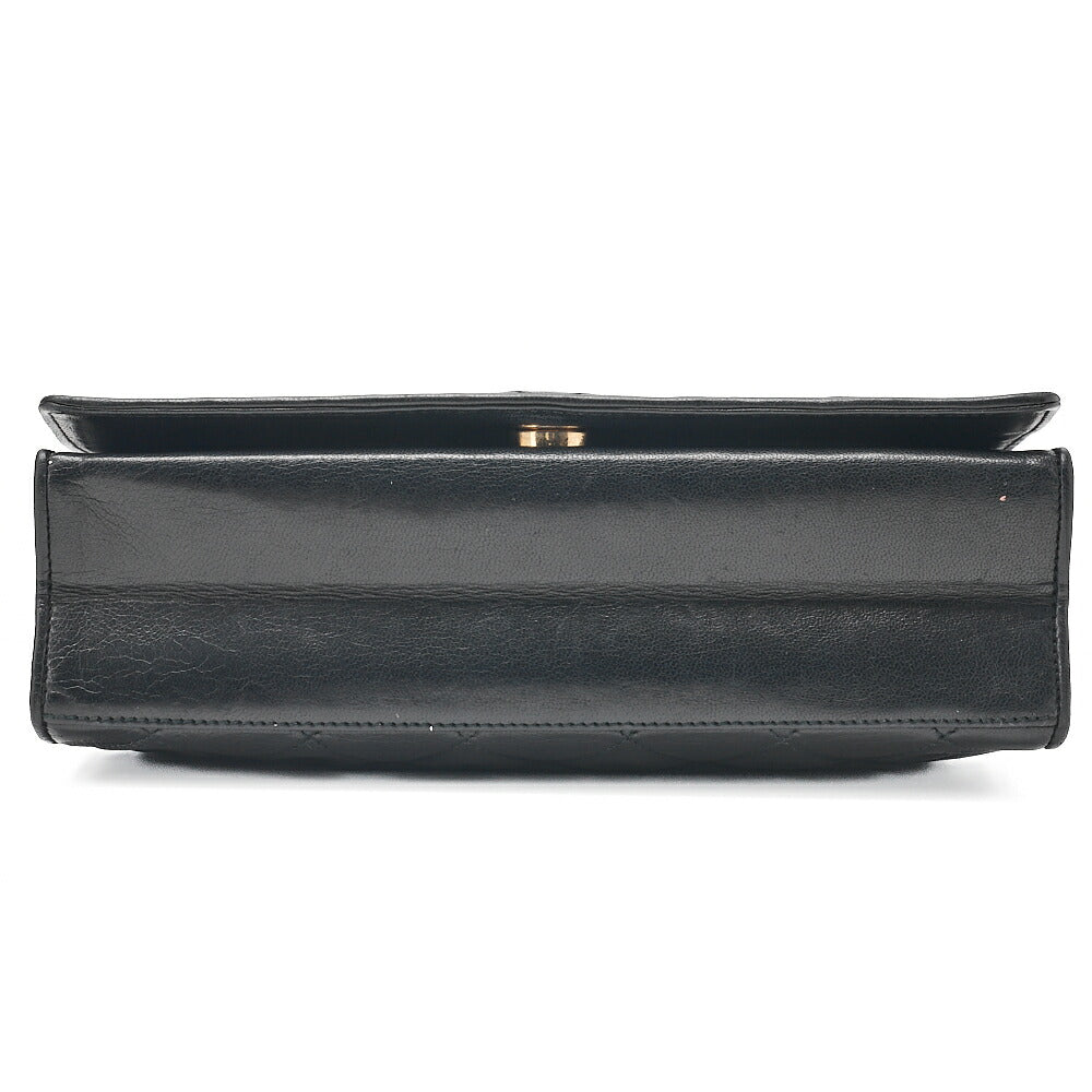 CHANEL Matelasse Full Flap Magnetic Lock Lambskin Black Coco Mark on Top Gold-Tone Hardware, Pre-Owned