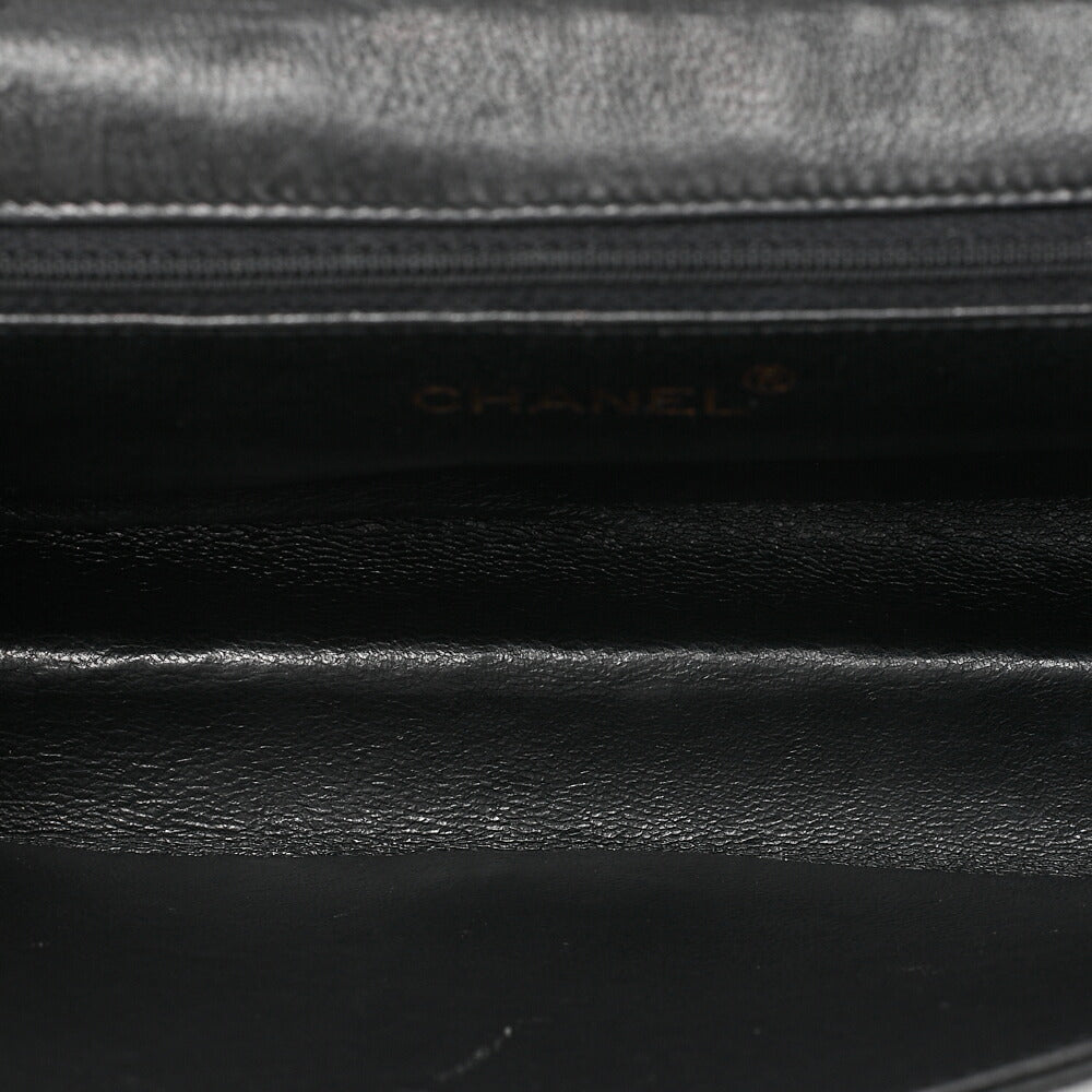 CHANEL Matelasse Full Flap Magnetic Lock Lambskin Black Coco Mark on Top Gold-Tone Hardware, Pre-Owned