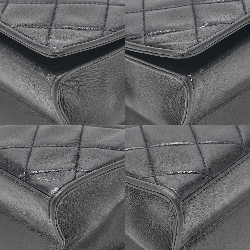 CHANEL Matelasse Full Flap Magnetic Lock Lambskin Black Coco Mark on Top Gold-Tone Hardware, Pre-Owned