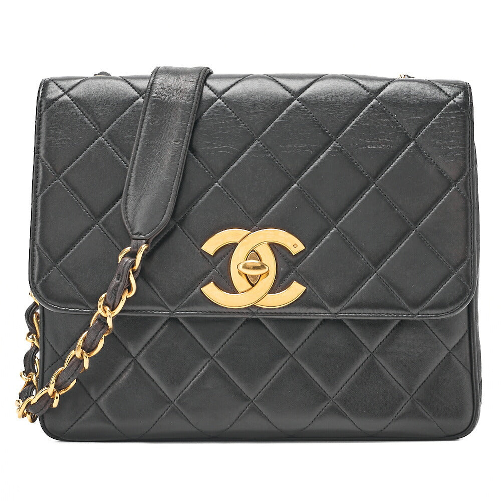 CHANEL Chain Shoulder Bag Square Type Lambskin Dekacoco Black Gold-Tone Hardware, Pre-Owned