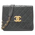 CHANEL Chain Shoulder Bag Square Type Lambskin Dekacoco Black Gold-Tone Hardware, Pre-Owned