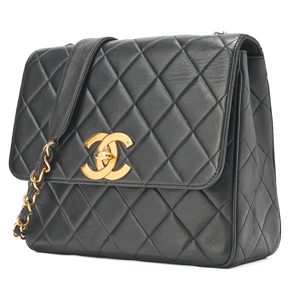 CHANEL Chain Shoulder Bag Square Type Lambskin Dekacoco Black Gold-Tone Hardware, Pre-Owned