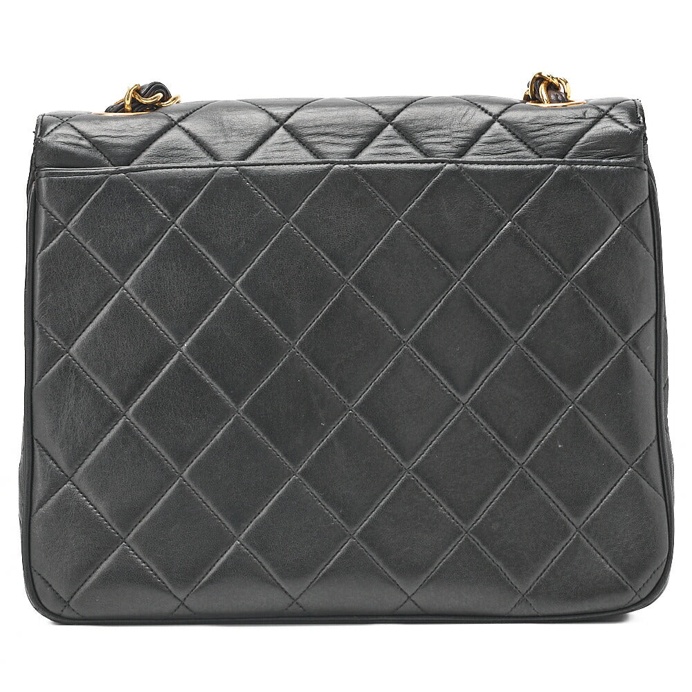 CHANEL Chain Shoulder Bag Square Type Lambskin Dekacoco Black Gold-Tone Hardware, Pre-Owned