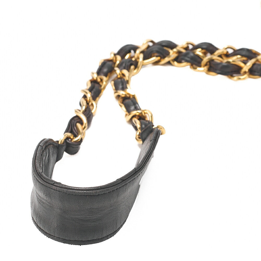 CHANEL Chain Shoulder Bag Square Type Lambskin Dekacoco Black Gold-Tone Hardware, Pre-Owned