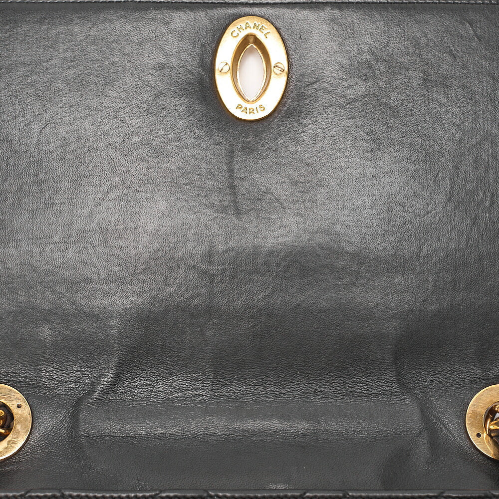 CHANEL Chain Shoulder Bag Square Type Lambskin Dekacoco Black Gold-Tone Hardware, Pre-Owned