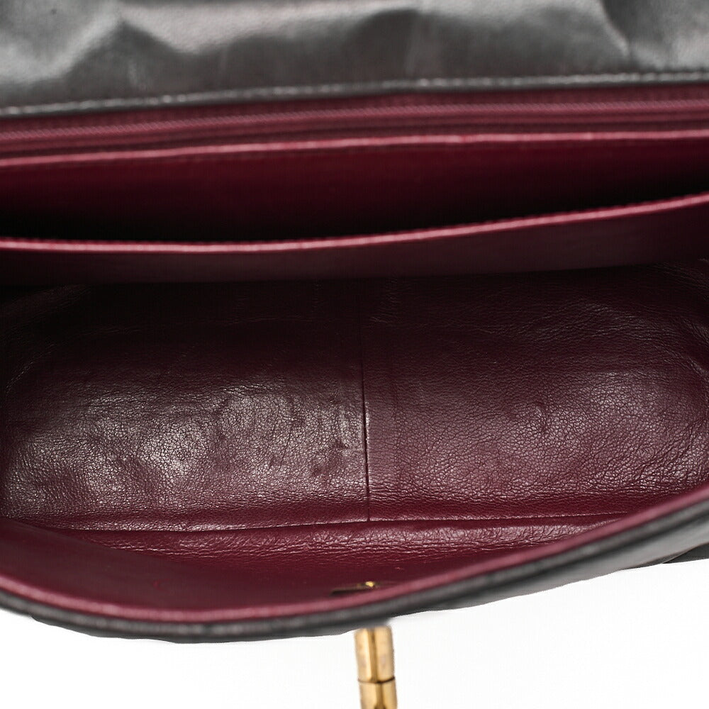 CHANEL Chain Shoulder Bag Square Type Lambskin Dekacoco Black Gold-Tone Hardware, Pre-Owned