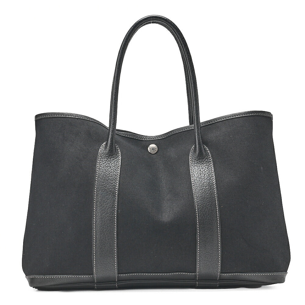 HERMES Hermes Garden Party PM Handbag Toaru Officier Black Silver-Tone Hardware, Pre-Owned