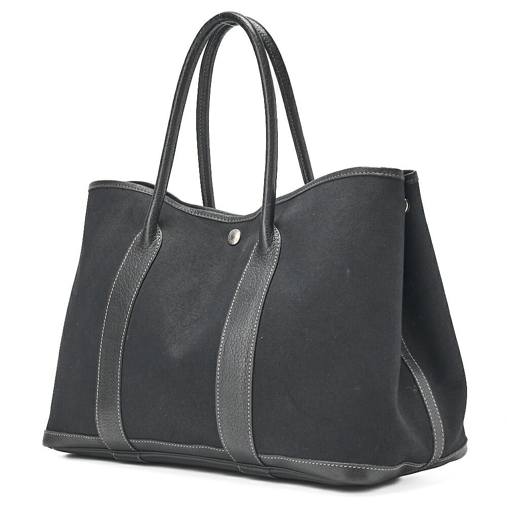 HERMES Hermes Garden Party PM Handbag Toaru Officier Black Silver-Tone Hardware, Pre-Owned