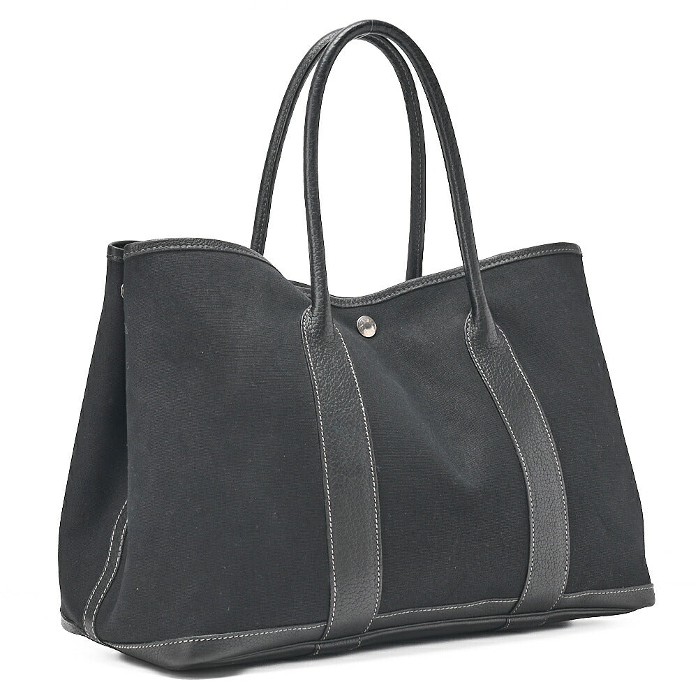 HERMES Hermes Garden Party PM Handbag Toaru Officier Black Silver-Tone Hardware, Pre-Owned