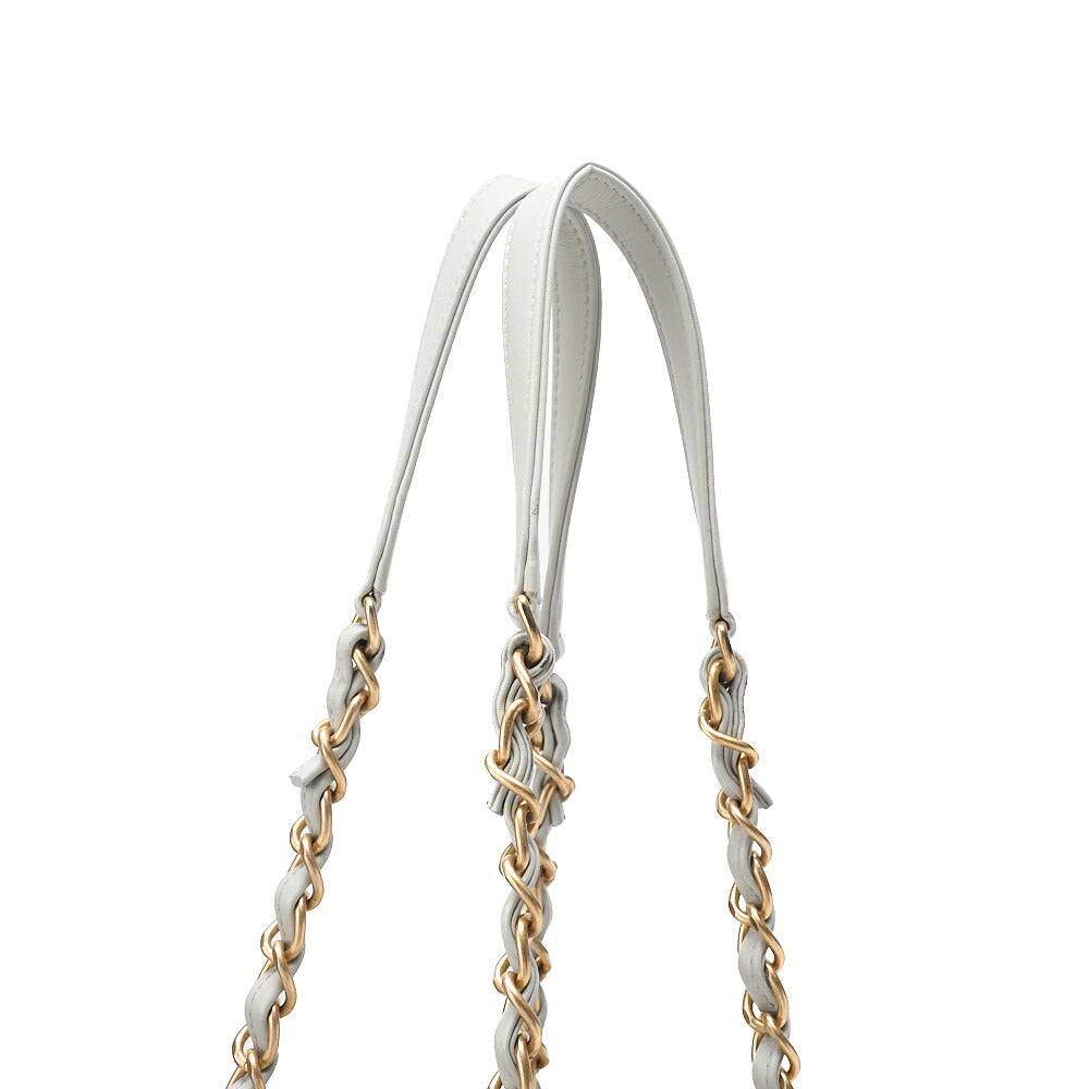 CHANEL Deauville GM Calfskin Coco Mark 2WAY Chain Shoulder Light Blue Gold-Tone Hardware, Pre-Owned