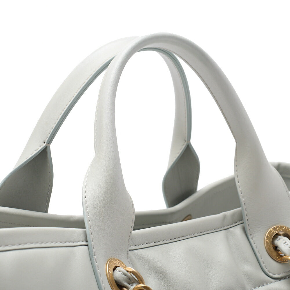 CHANEL Deauville GM Calfskin Coco Mark 2WAY Chain Shoulder Light Blue Gold-Tone Hardware, Pre-Owned