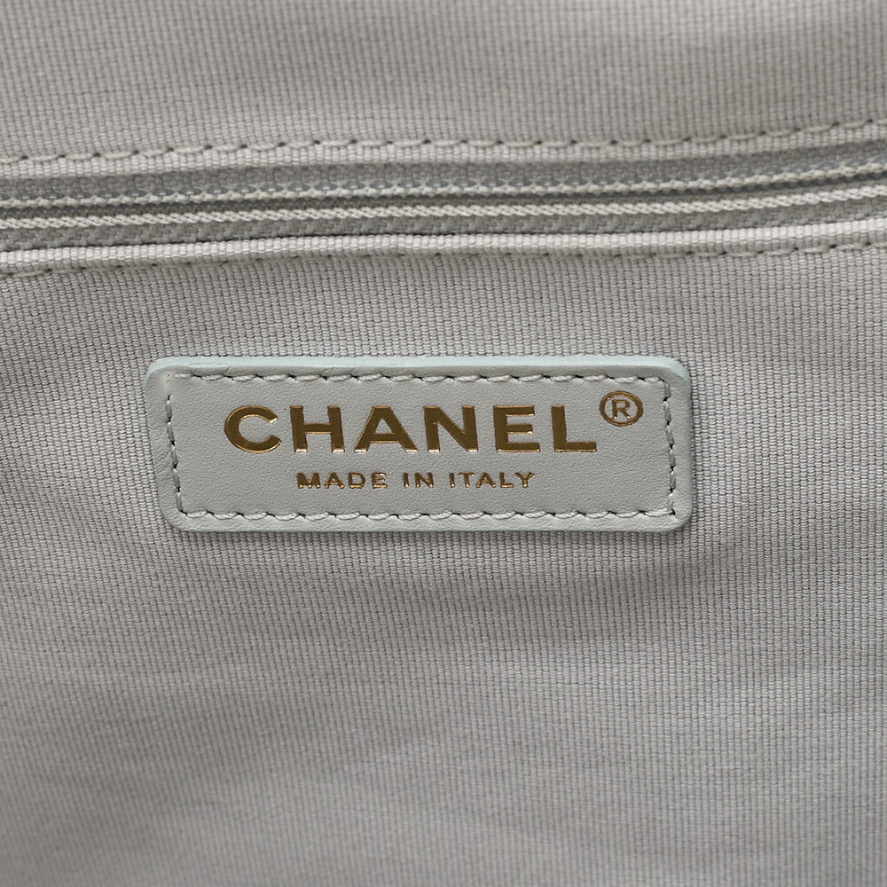 CHANEL Deauville GM Calfskin Coco Mark 2WAY Chain Shoulder Light Blue Gold-Tone Hardware, Pre-Owned