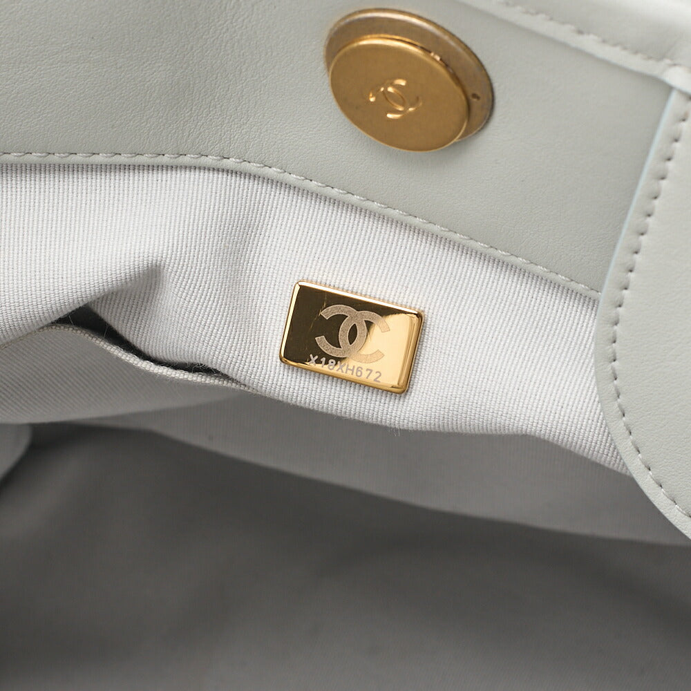 CHANEL Deauville GM Calfskin Coco Mark 2WAY Chain Shoulder Light Blue Gold-Tone Hardware, Pre-Owned