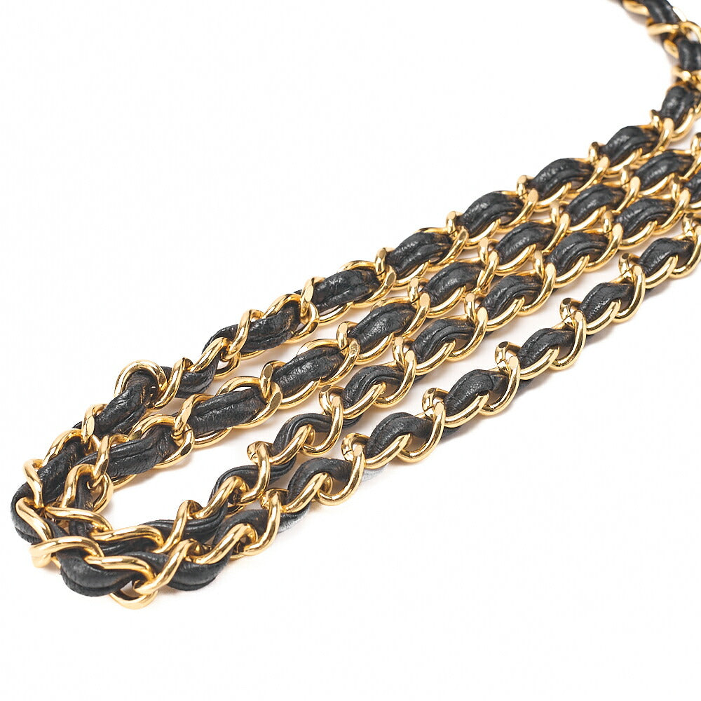CHANEL Lambskin Matelasse Plate Charm Outside Flap Turn Lock Coco Mark Chain Shoulder Black Gold-Tone Hardware, Pre-Owned