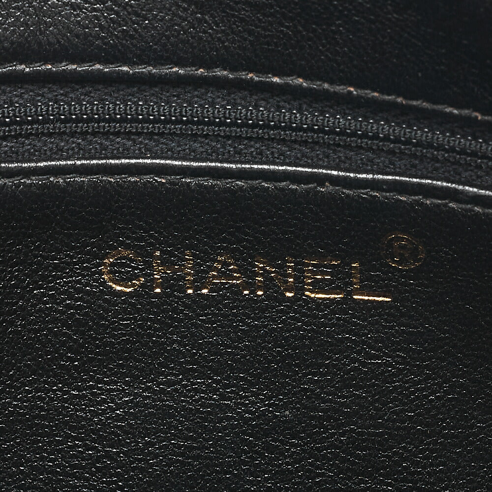 CHANEL Lambskin Matelasse Plate Charm Outside Flap Turn Lock Coco Mark Chain Shoulder Black Gold-Tone Hardware, Pre-Owned