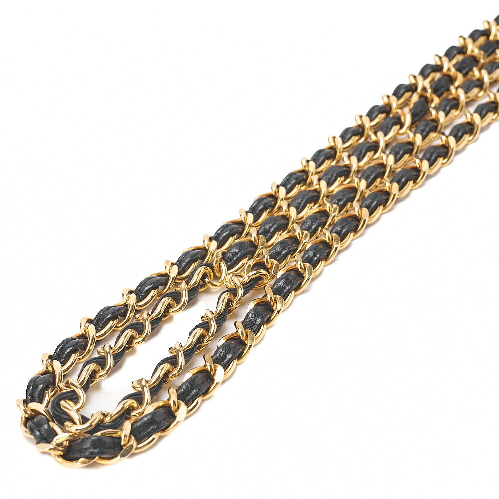 CHANEL Lambskin Matelasse Fringe Chain Shoulder Black Gold-Tone Hardware, Pre-Owned