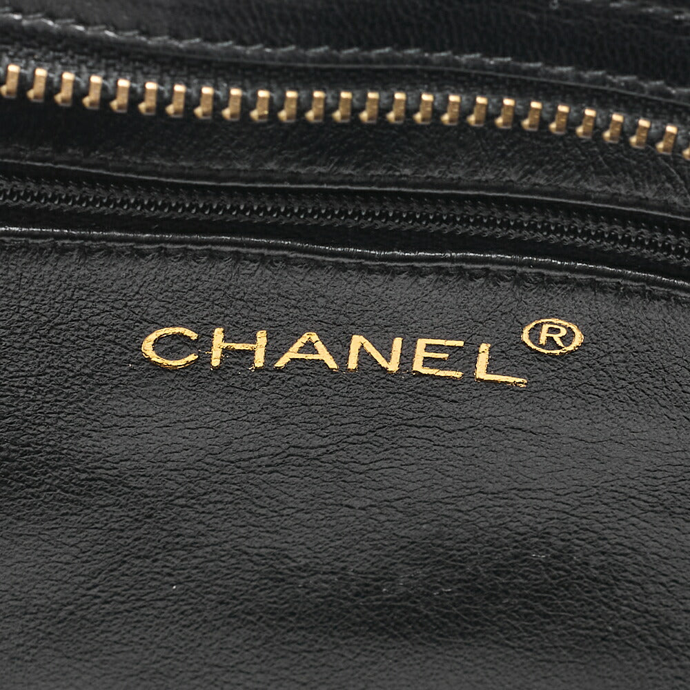 CHANEL Lambskin Matelasse Fringe Chain Shoulder Black Gold-Tone Hardware, Pre-Owned