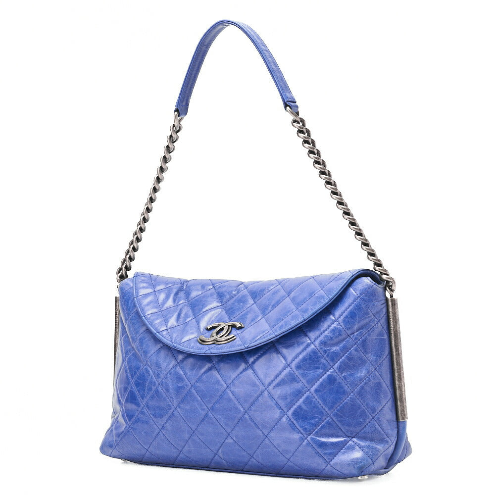 CHANEL Vintage Calf Matelasse Single Chain Shoulder Blue Vintage -Tone Hardware, Pre-Owned