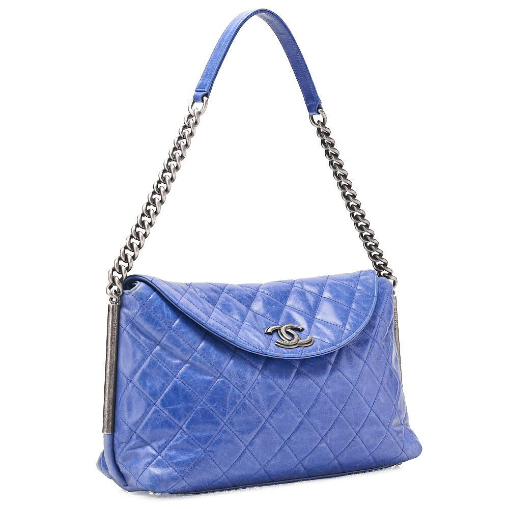 CHANEL Vintage Calf Matelasse Single Chain Shoulder Blue Vintage -Tone Hardware, Pre-Owned