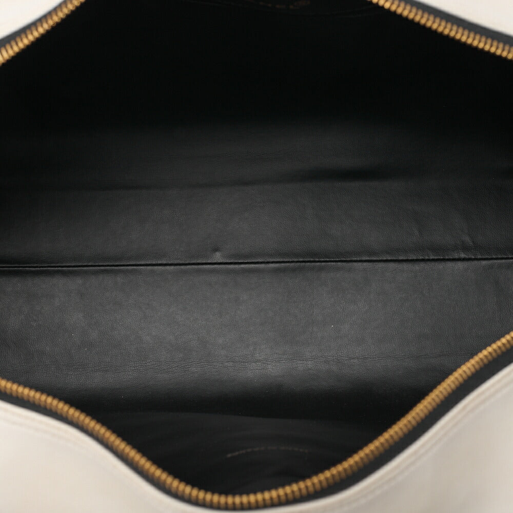 CHANEL Handbag Boston Bag Calfskin Matelasse Sports Line Logo White x Black Gold-Tone Hardware, Pre-Owned